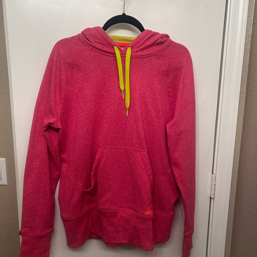 Adidas Women's Bright Pink Hoodie with Neon Accents